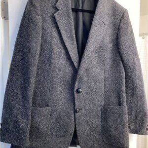 Halston Men’s Wool Jacket Blazer Large Elbow Patches Academia Pockets